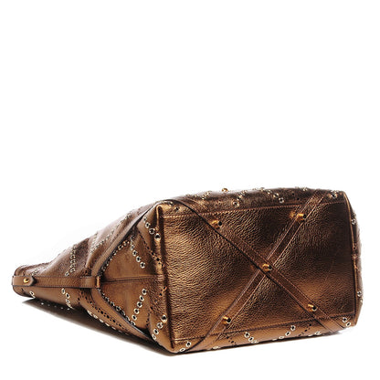 Burberry Metallic Calfskin Perforated Grommet Medium Salisbury Tote Bronze 4 of 8