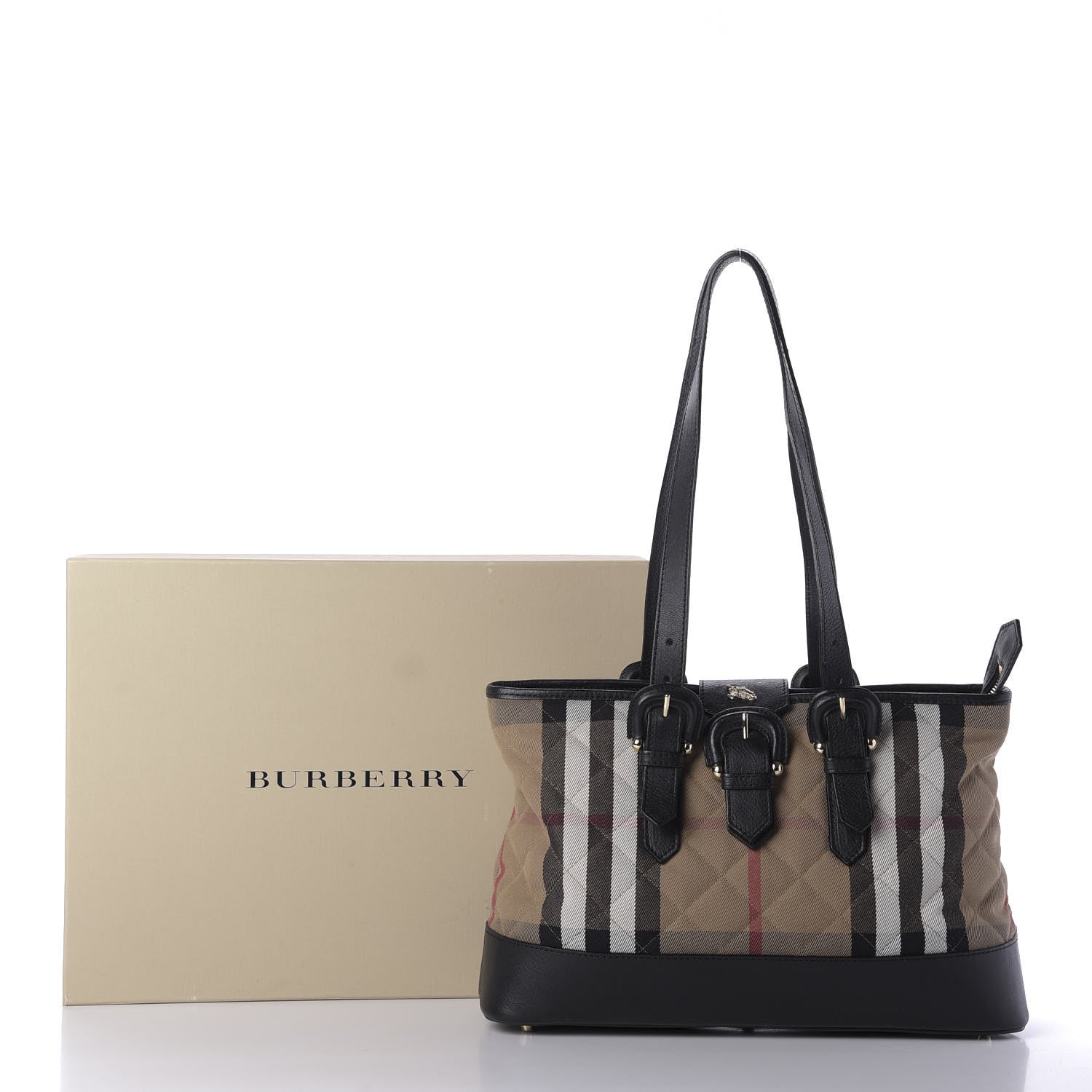 Burberry Canvas Quilted Nova Check Tote Black 13 of 13