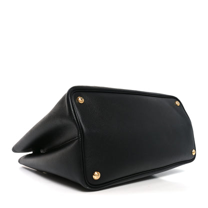 Prada Saffiano Cuir Large Double Bag Black Fuoco 4 of 9