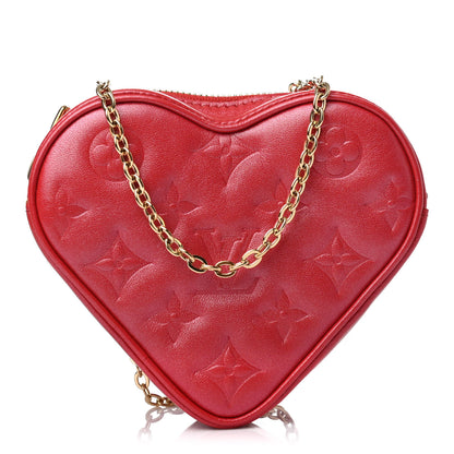 Louis Vuitton Lambskin Embossed Monogram Fall In Love Sac Coeur Heart Chain Bag Lipstick Red 1 of 4