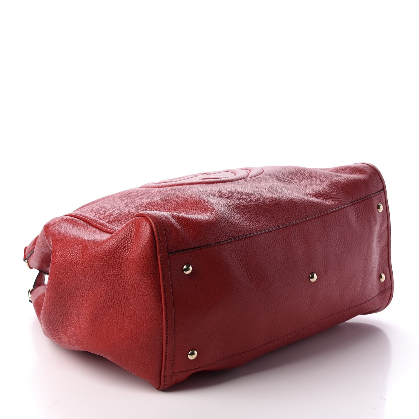 Pebbled Calfskin Large Soho Shoulder Bag Red