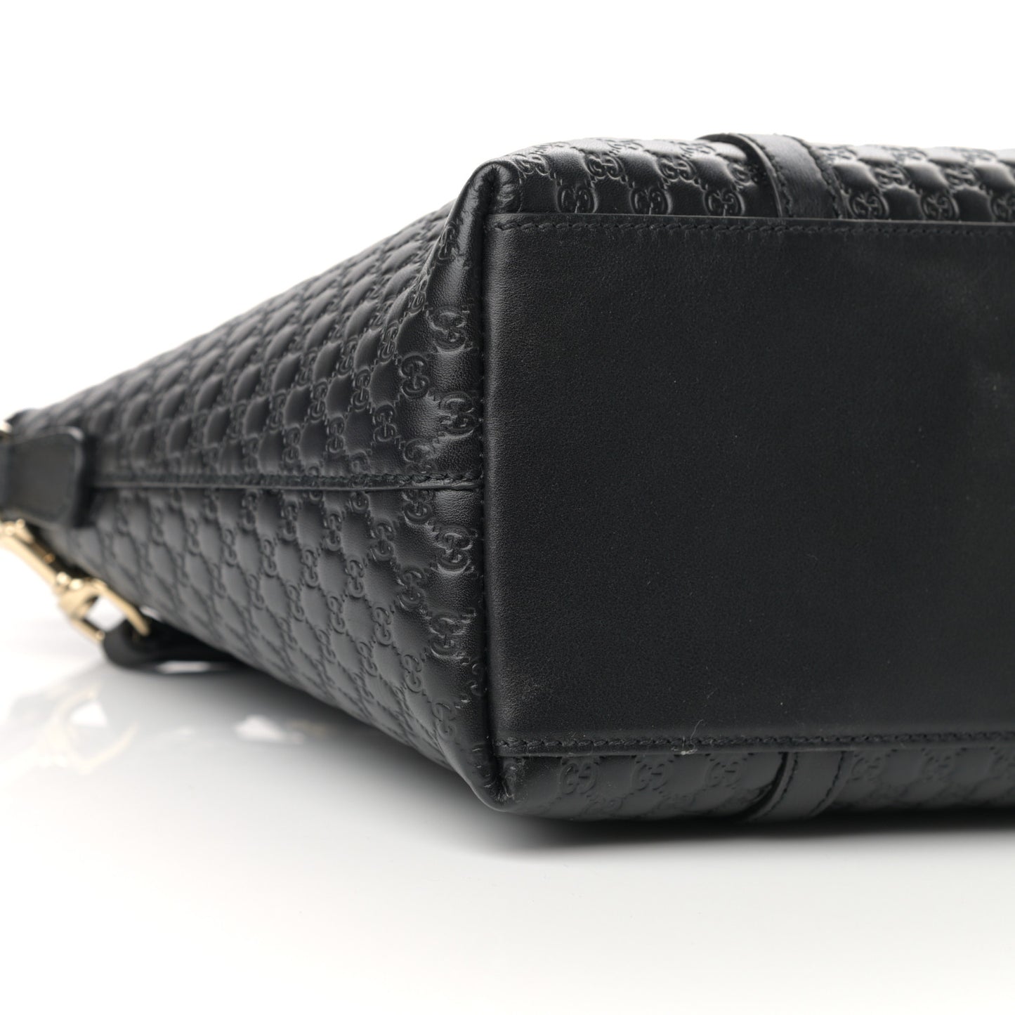 Soft Microguccissima Small Zippered Satchel Black
