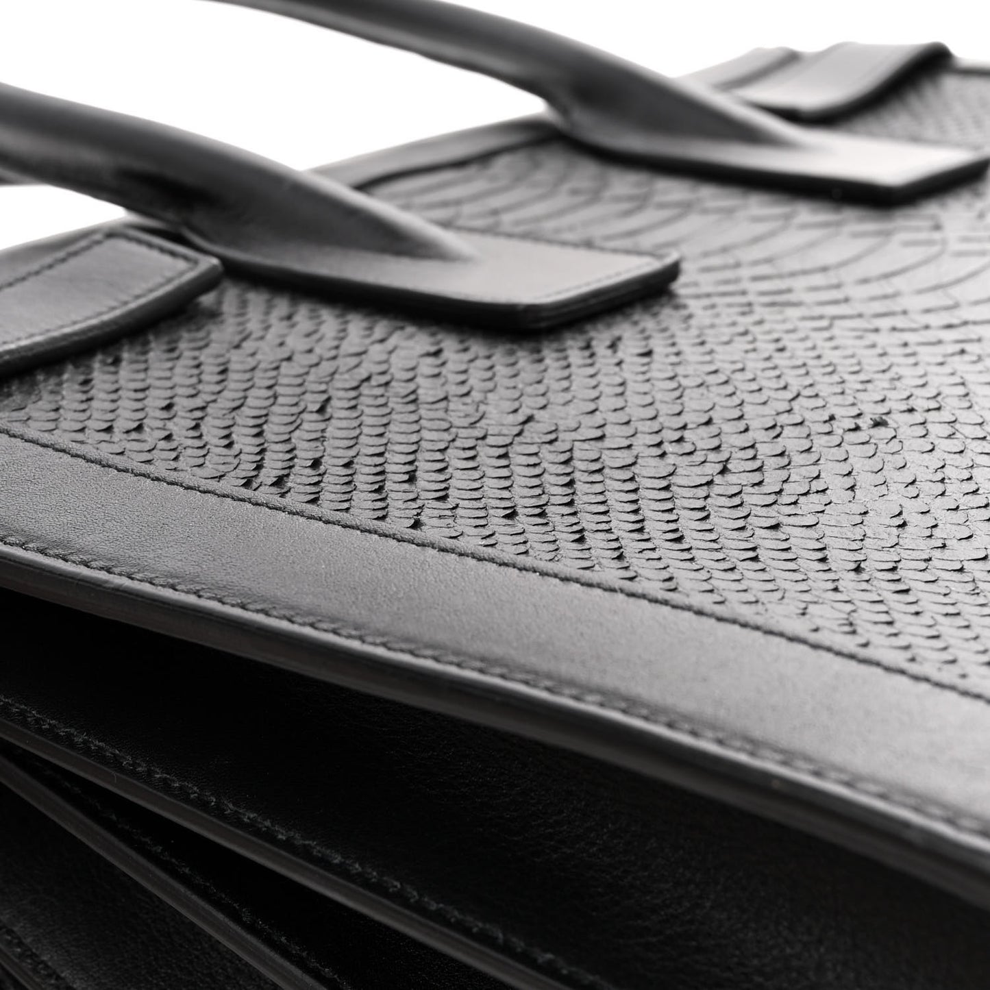 Python Calfskin Embossed Small Sac de Jour Black