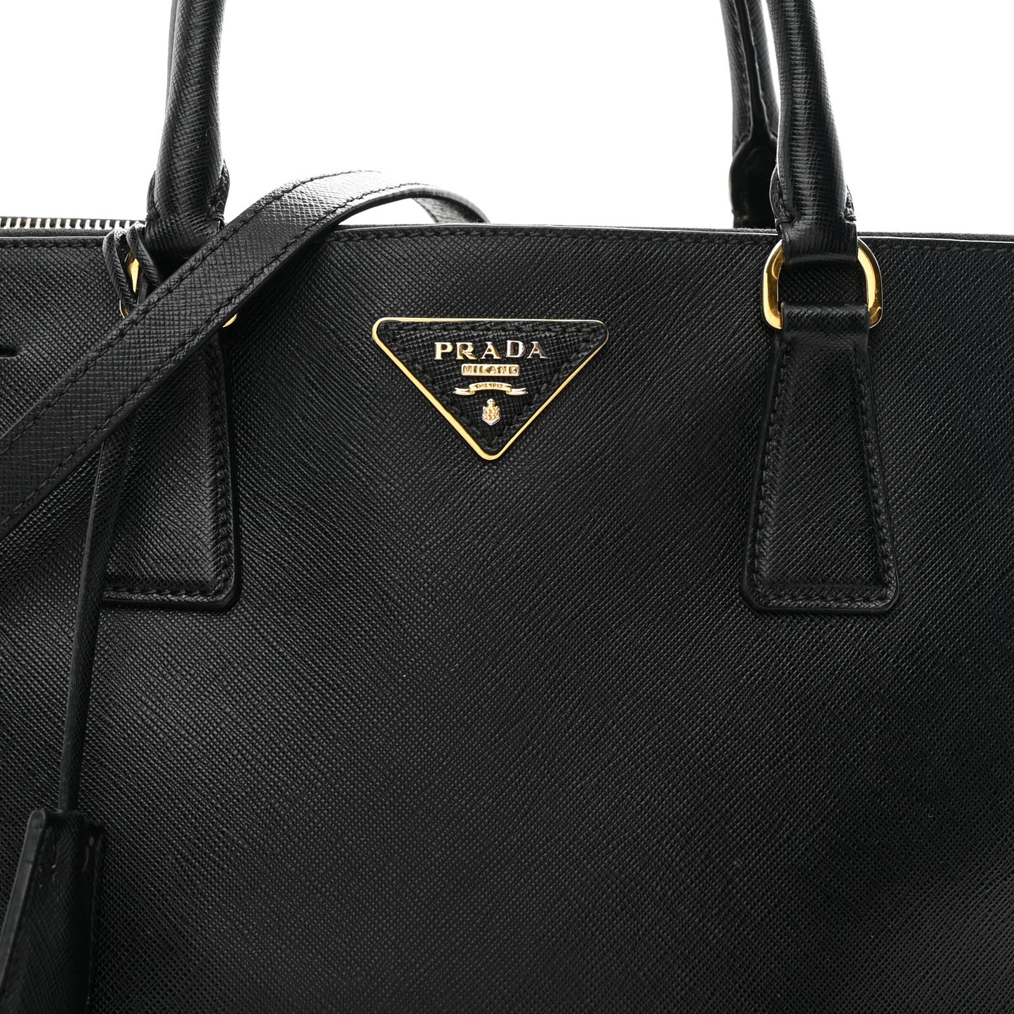 Saffiano Medium Galleria Double Zip Tote Black