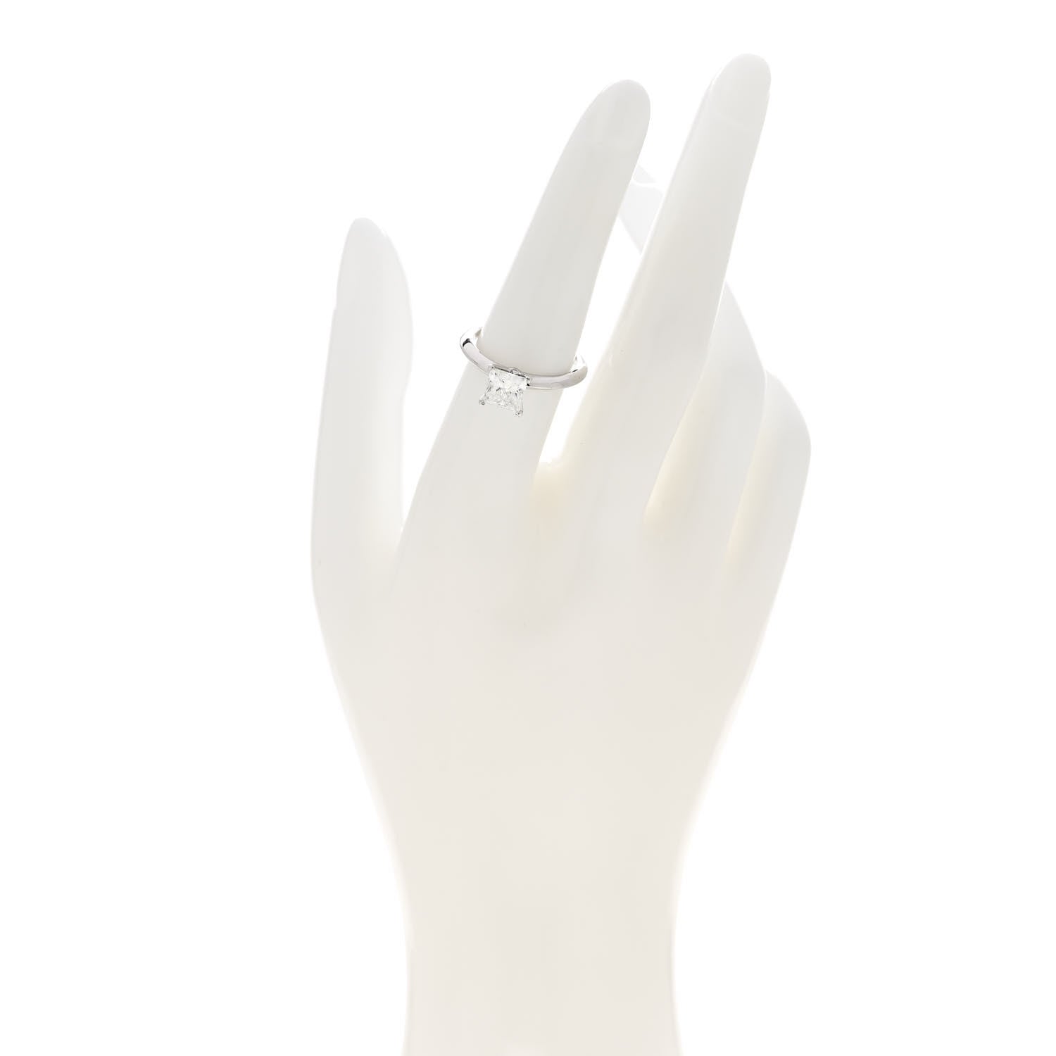 Tiffany Platinum Diamond 1.37ct Princess Solitaire Engagement Ring 53 6.25 2 of 7