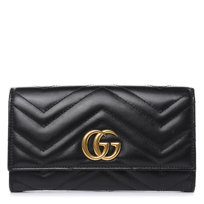 Gucci Calfskin Matelasse GG Marmont Continental Wallet Black 1 of 13