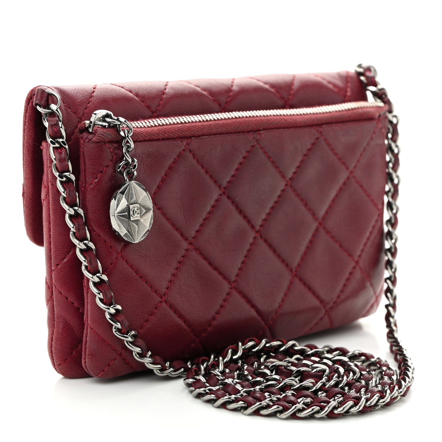 Chanel Lambskin Quilted Mini Mineral Nights Flap Crossbody Bag Dark Red 3 of 12