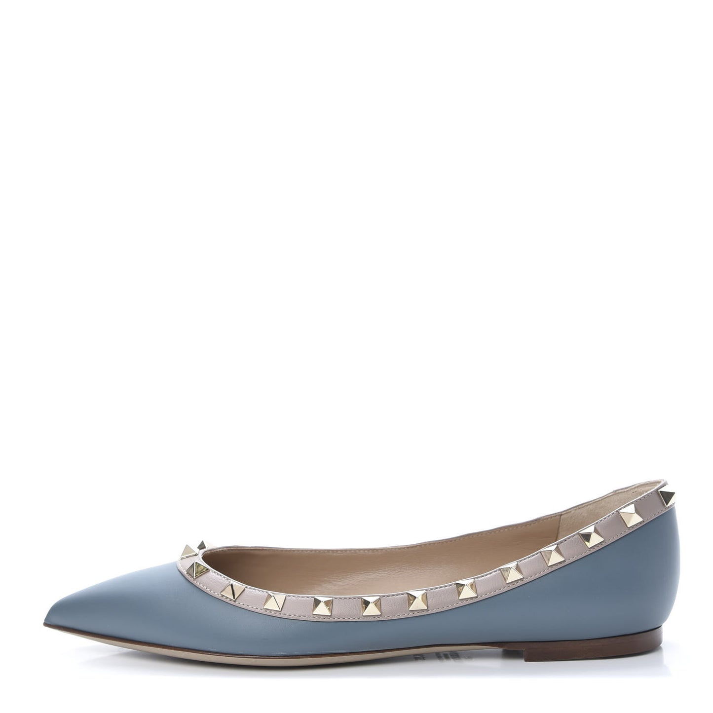Calfskin Nappa Rockstud Ballerina Flats 37.5 Amadeus Poudre