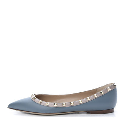 Valentino Garavani Calfskin Nappa Rockstud Ballerina Flats 37.5 Amadeus Poudre 1 of 8