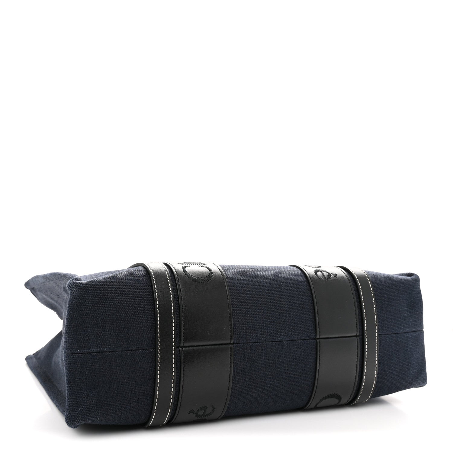 Chloe Cotton Shiny Calfskin Medium Woody Ribbon Tote Obscure Navy 4 of 12
