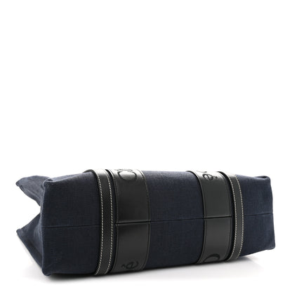 Chloe Cotton Shiny Calfskin Medium Woody Ribbon Tote Obscure Navy 4 of 12