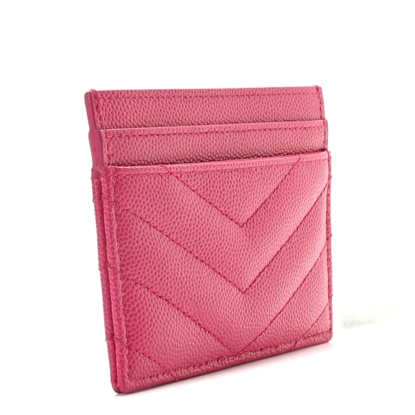 Grain De Poudre Matelasse Chevron Monogram Credit Card Case Fresh Fuxia