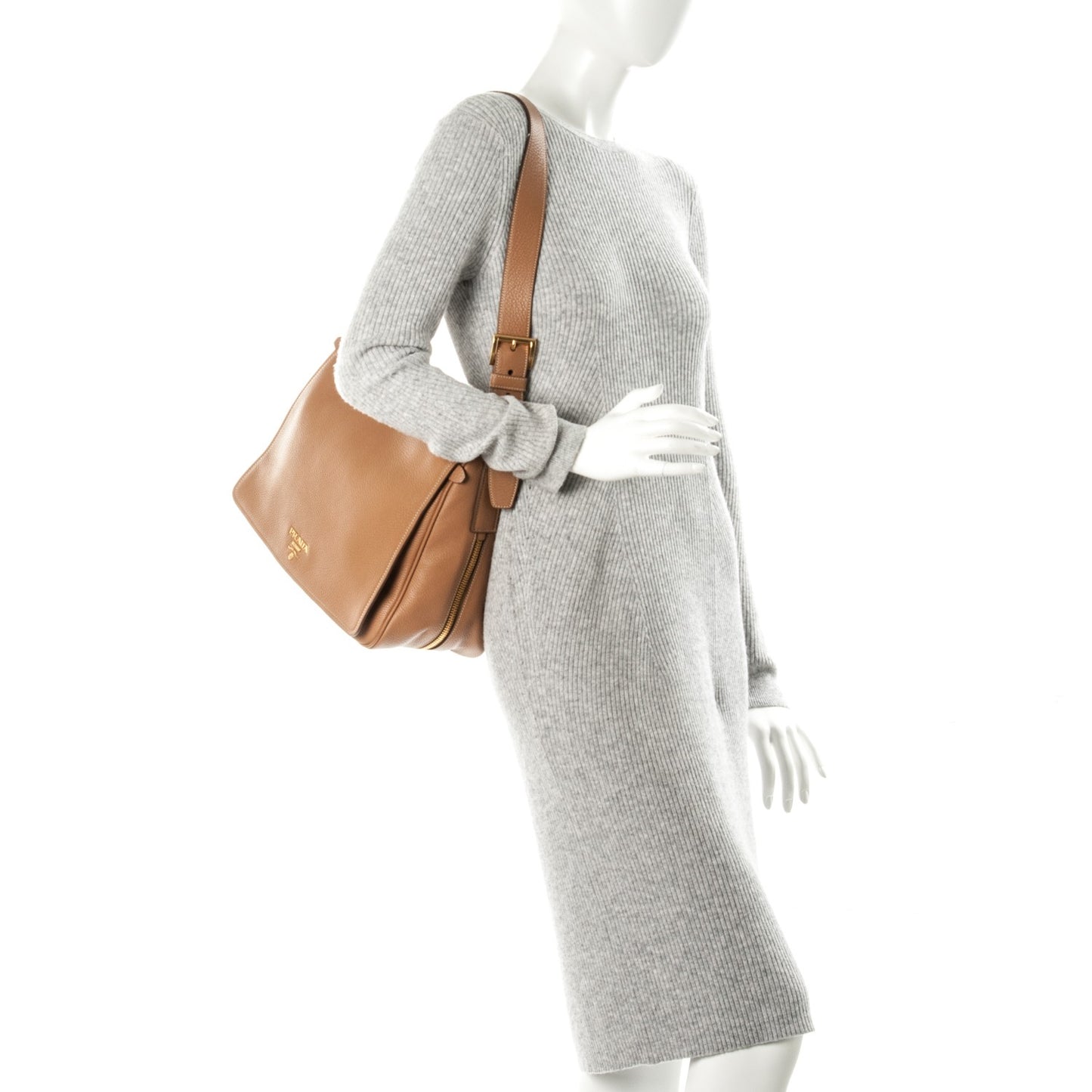 Vitello Daino Shoulder Flap Bag Naturale