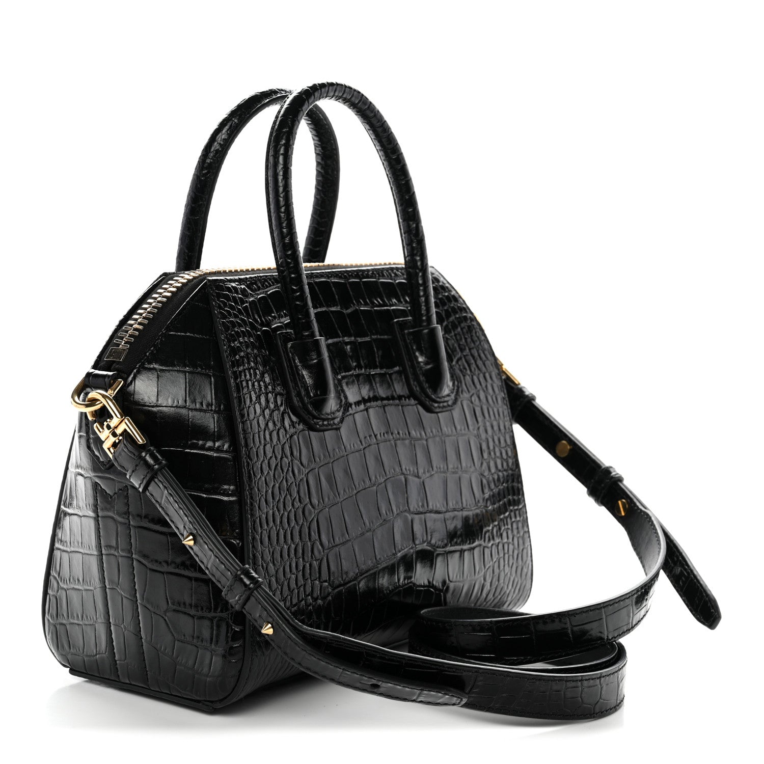 Givenchy Calfskin Crocodile Embossed Mini Antigona Black 3 of 10