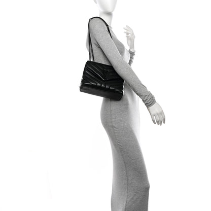 Saint Laurent Calfskin Y Quilted Monogram Monochrome Small Loulou Chain Satchel Black 2 of 10