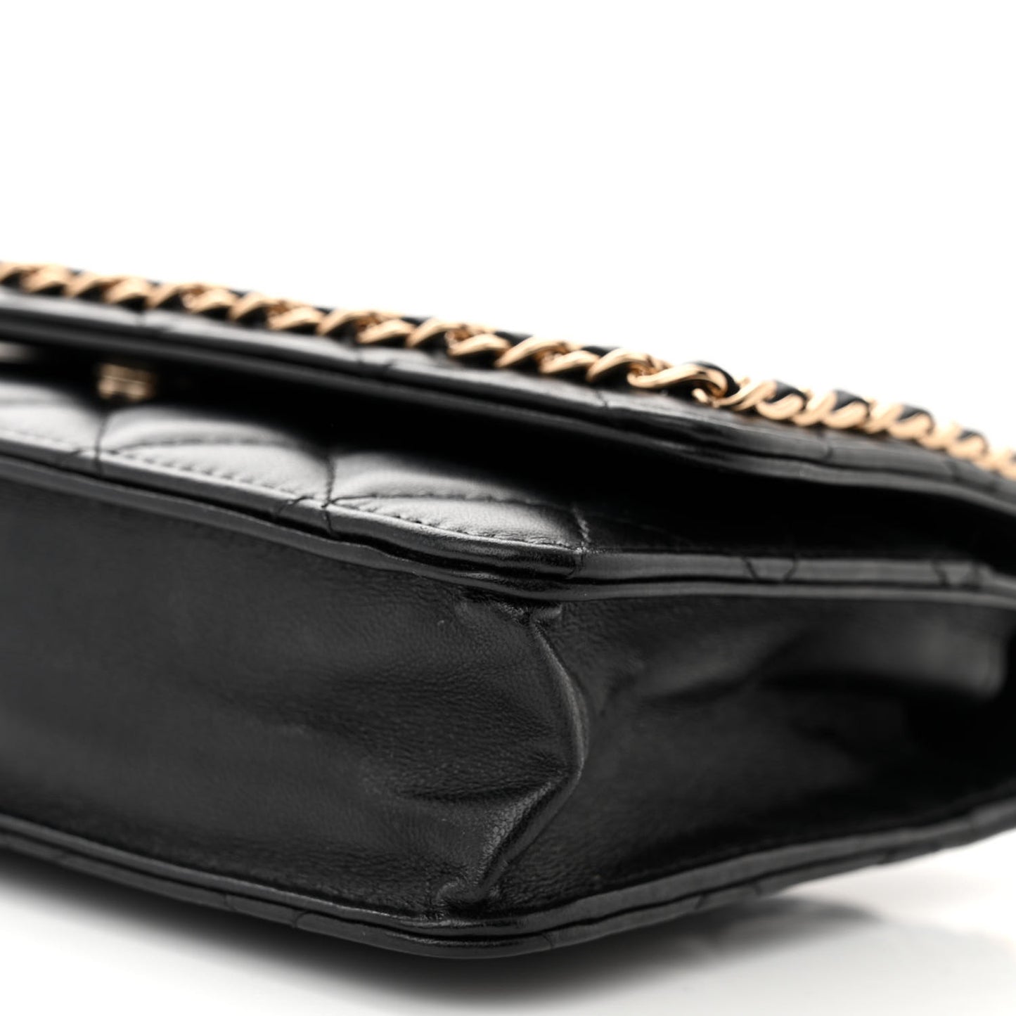 Lambskin Quilted Chain Around Wallet On Chain WOC Black