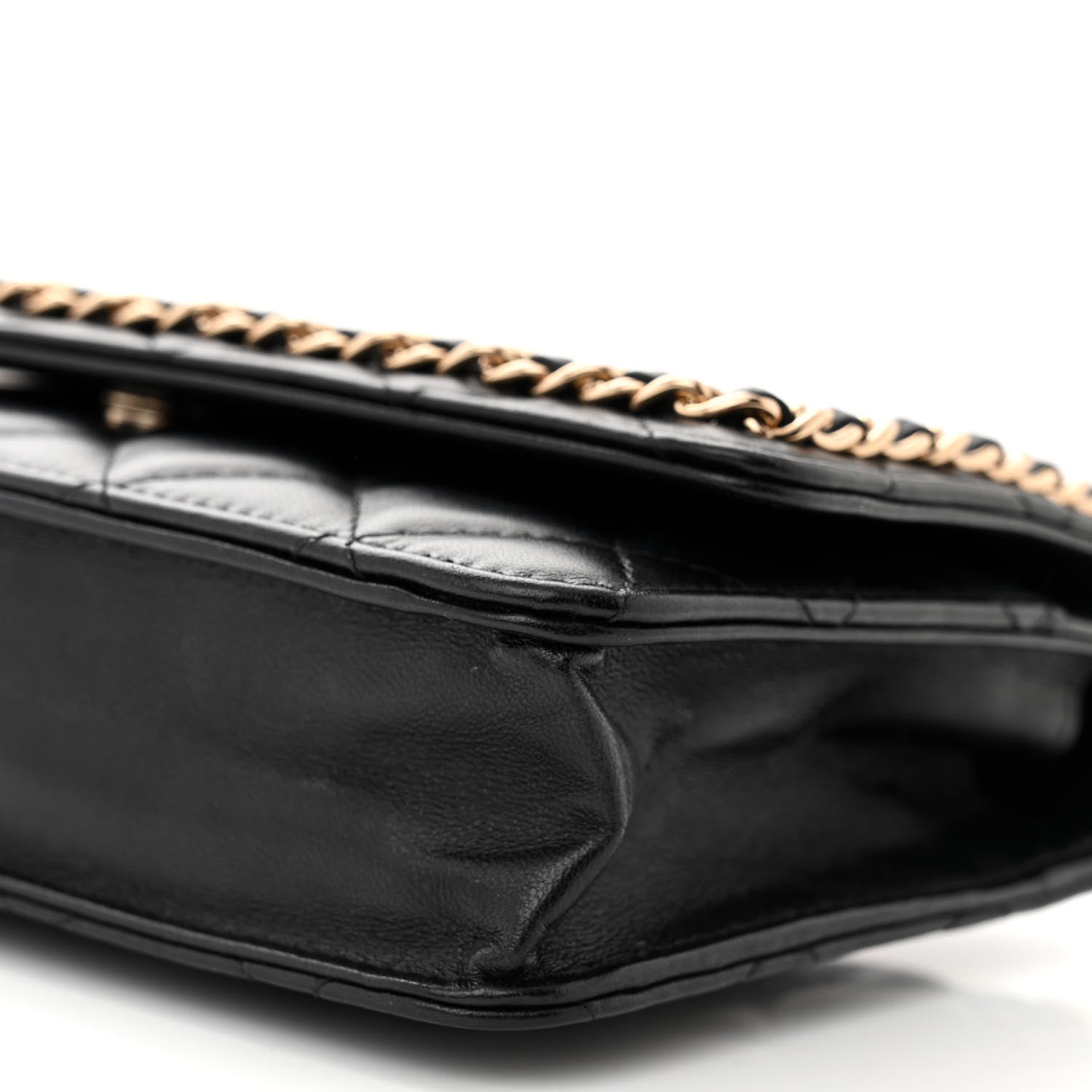 Chanel Lambskin Quilted Chain Around Wallet On Chain WOC Black 11 of 11