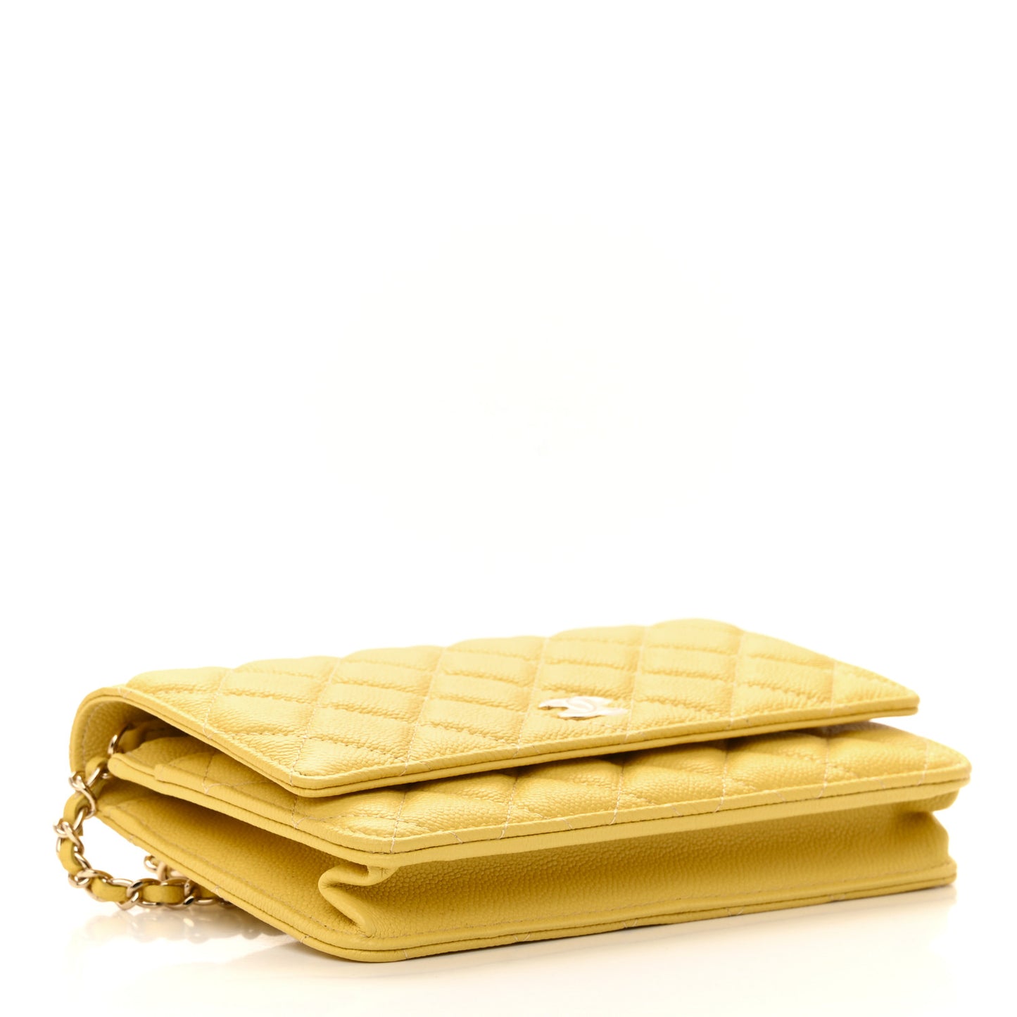 Caviar Quilted Tiny CC Wallet On Chain WOC Yellow