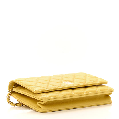 Chanel Caviar Quilted Tiny CC Wallet On Chain WOC Yellow 5 of 13