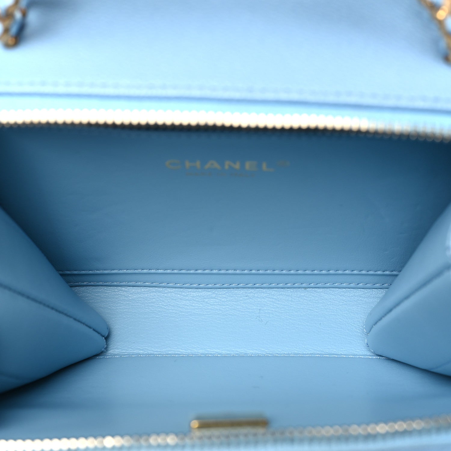 Chanel Caviar Quilted Small Pick Me Up Vanity Case Light Blue 5 of 10