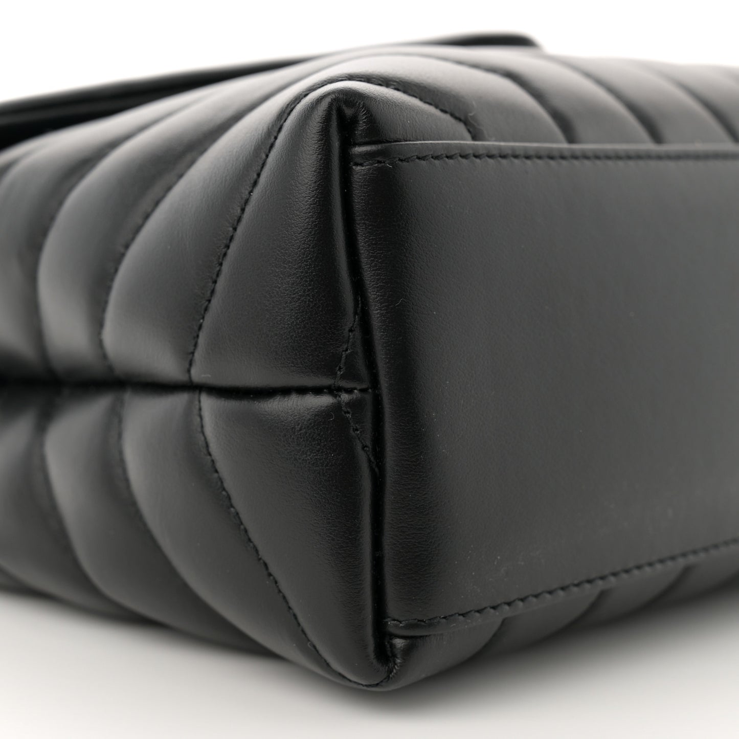 Calfskin Y Quilted Monogram Small Loulou Chain Satchel Black