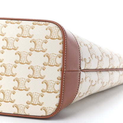 Celine Triomphe Canvas Calfskin Small Bucket Bag White 9 of 9