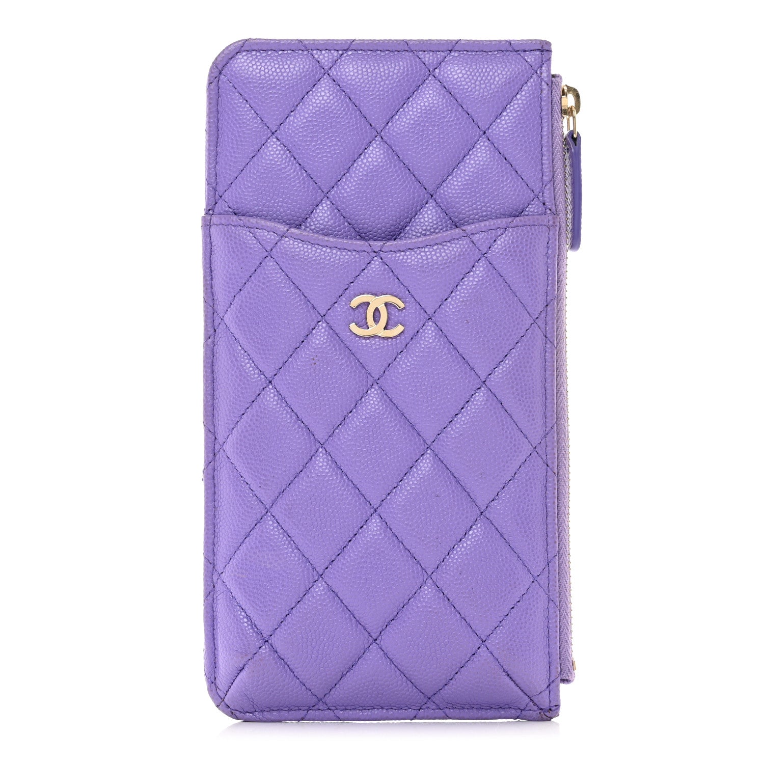 Chanel Caviar Quilted Classic Flat Wallet Pouch Purple 1 of 10