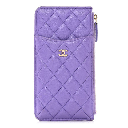 Chanel Caviar Quilted Classic Flat Wallet Pouch Purple 1 of 10