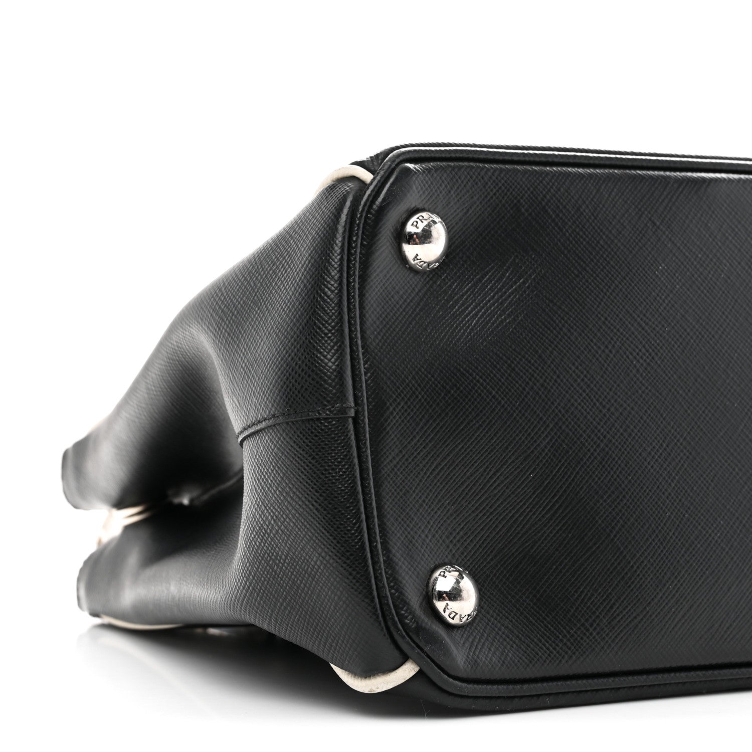 Prada Saffiano Small Galleria Double Zip Tote Black Talco 9 of 10