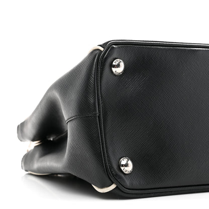 Prada Saffiano Small Galleria Double Zip Tote Black Talco 9 of 10