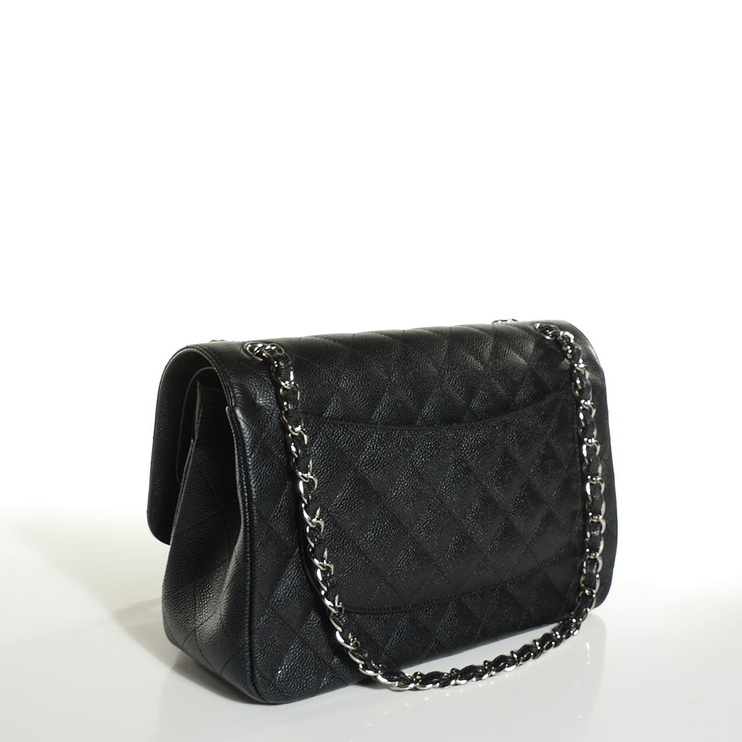 Caviar Quilted Jumbo Double Flap Black