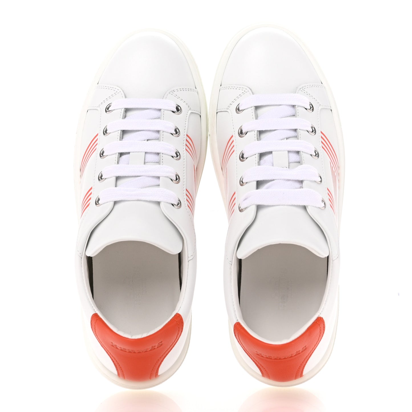 Calfskin Womens Advantage Sneakers 36 White Orange