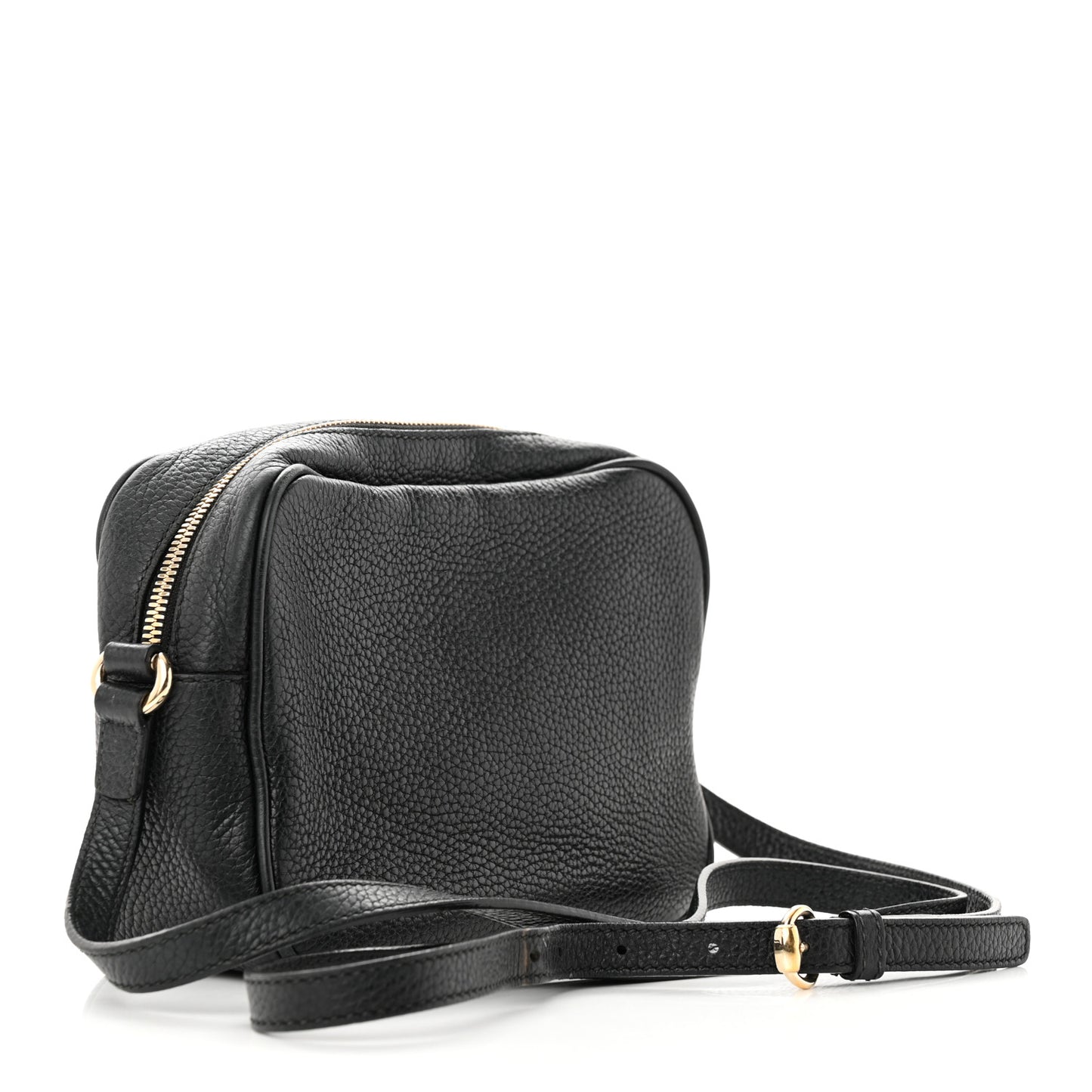 Pebbled Calfskin Small Soho Disco Bag Black