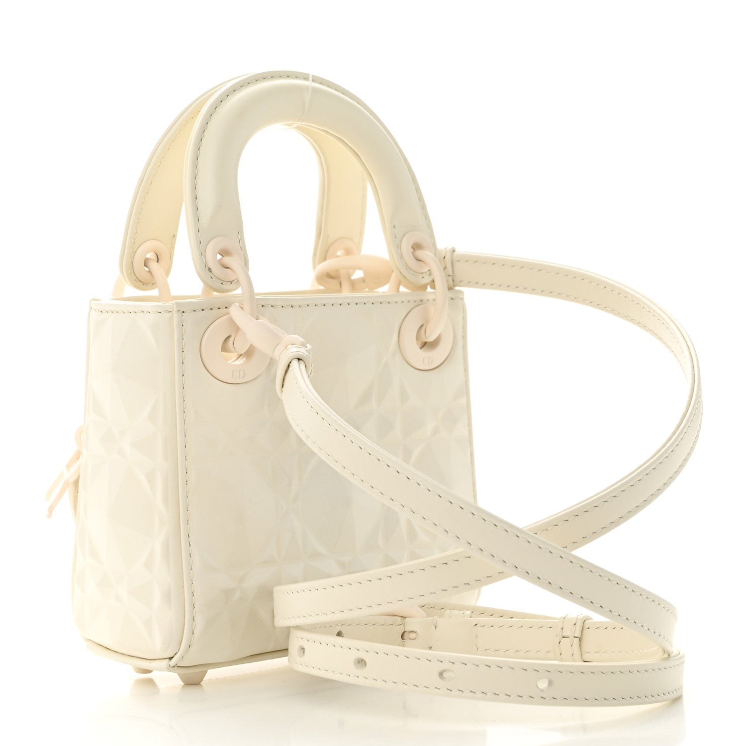 Christian Dior Calfskin Cannage Diamond Micro Lady Dior Latte 3 of 10