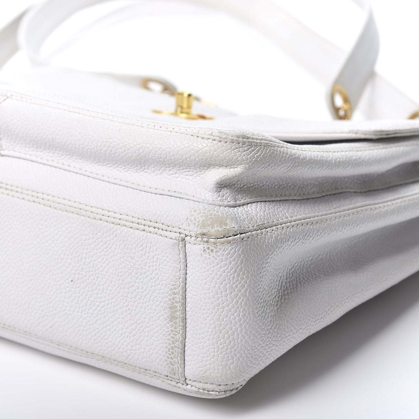 Caviar Flap Shoulder Bag White