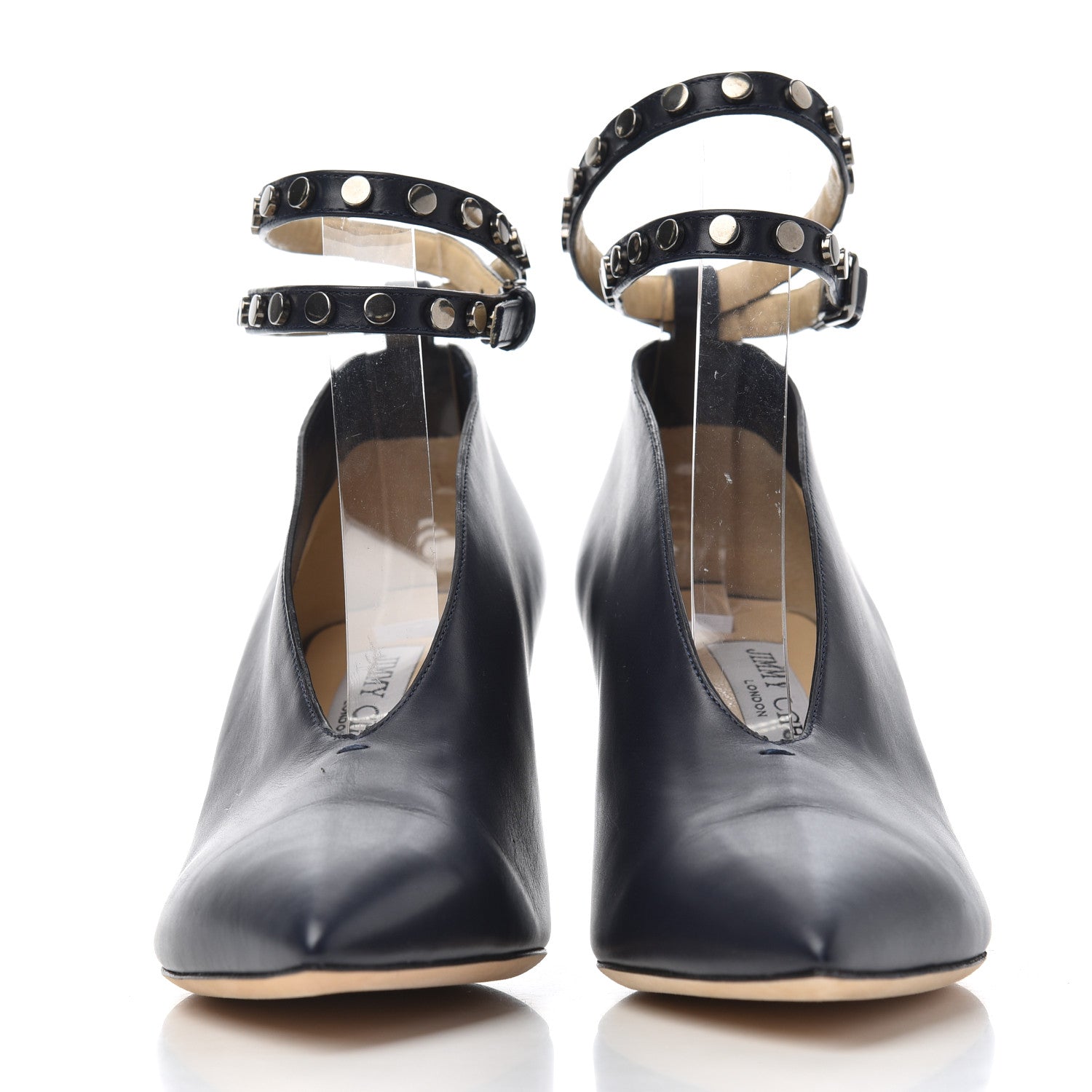 Jimmy Choo Calfskin Lark 65 Ankle Strap Pumps 37.5 Navy Blue 2 of 16