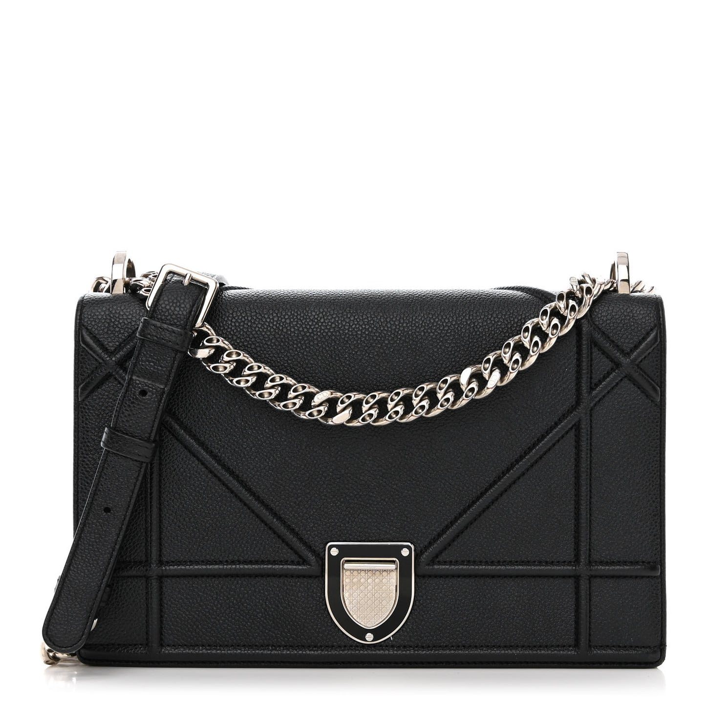 Grained Calfskin Medium Diorama Flap Bag Black