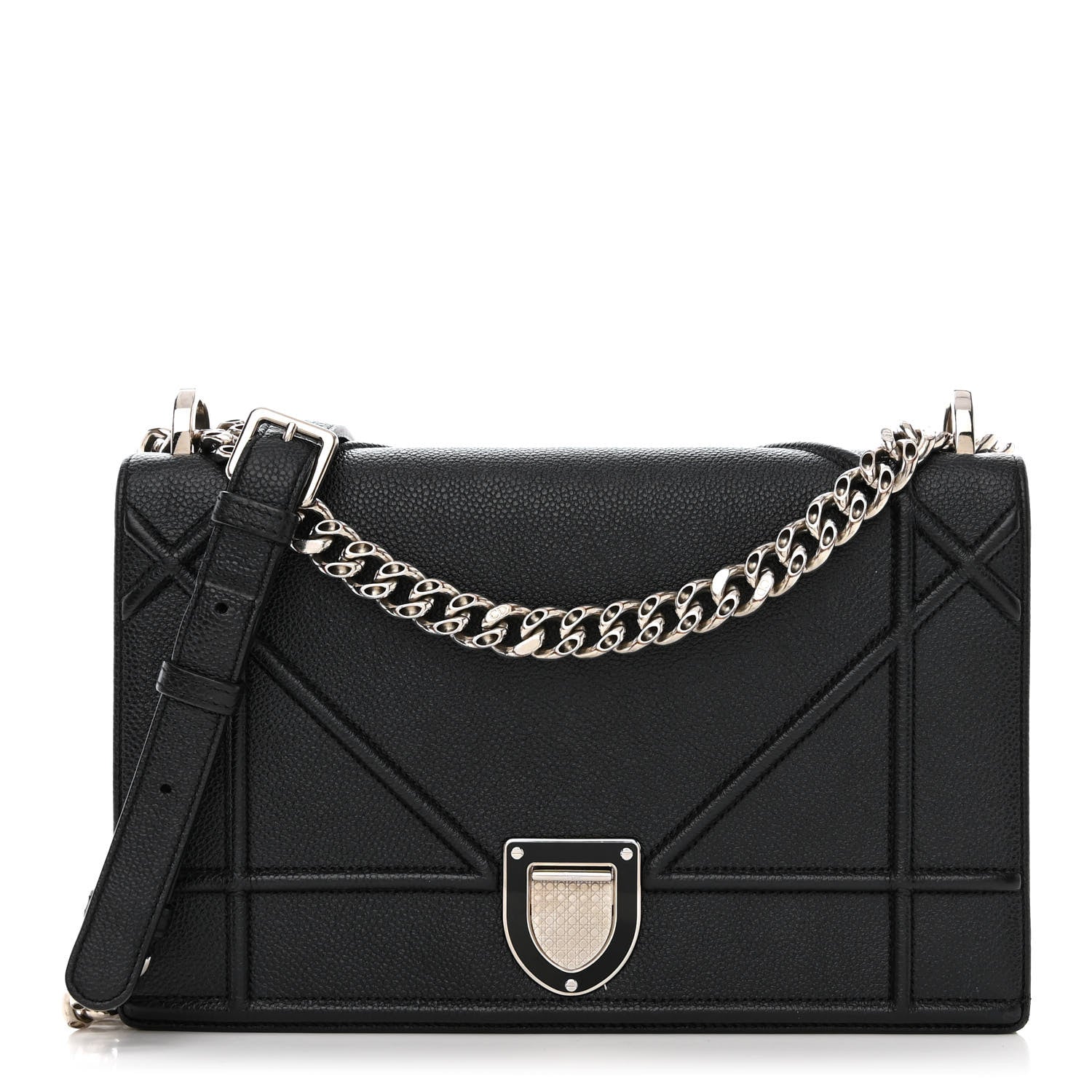 Christian Dior Grained Calfskin Medium Diorama Flap Bag Black 1 of 11