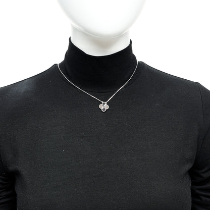 Van Cleef & Arpels 18K White Gold Guilloche Vintage Alhambra Pendant Necklace 3 of 6