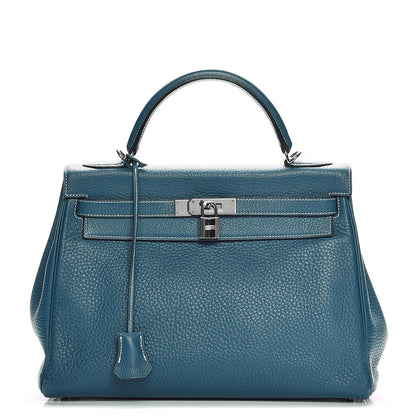 Hermes Taurillon Clemence Kelly Retourne 32 Blue Jean 1 of 40