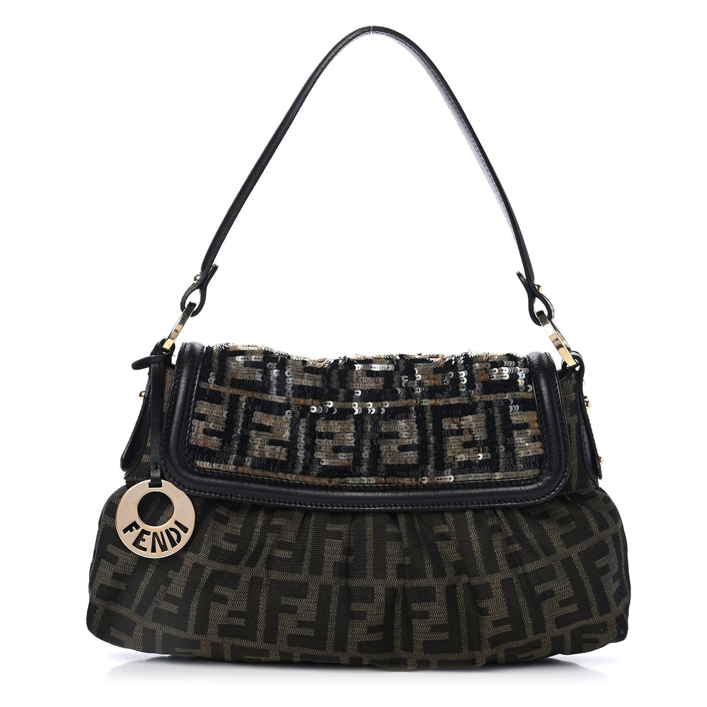 Zucca Sequin Small Chef Shoulder Bag Tobacco
