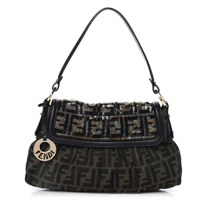 Fendi Zucca Sequin Small Chef Shoulder Bag Tobacco 1 of 4