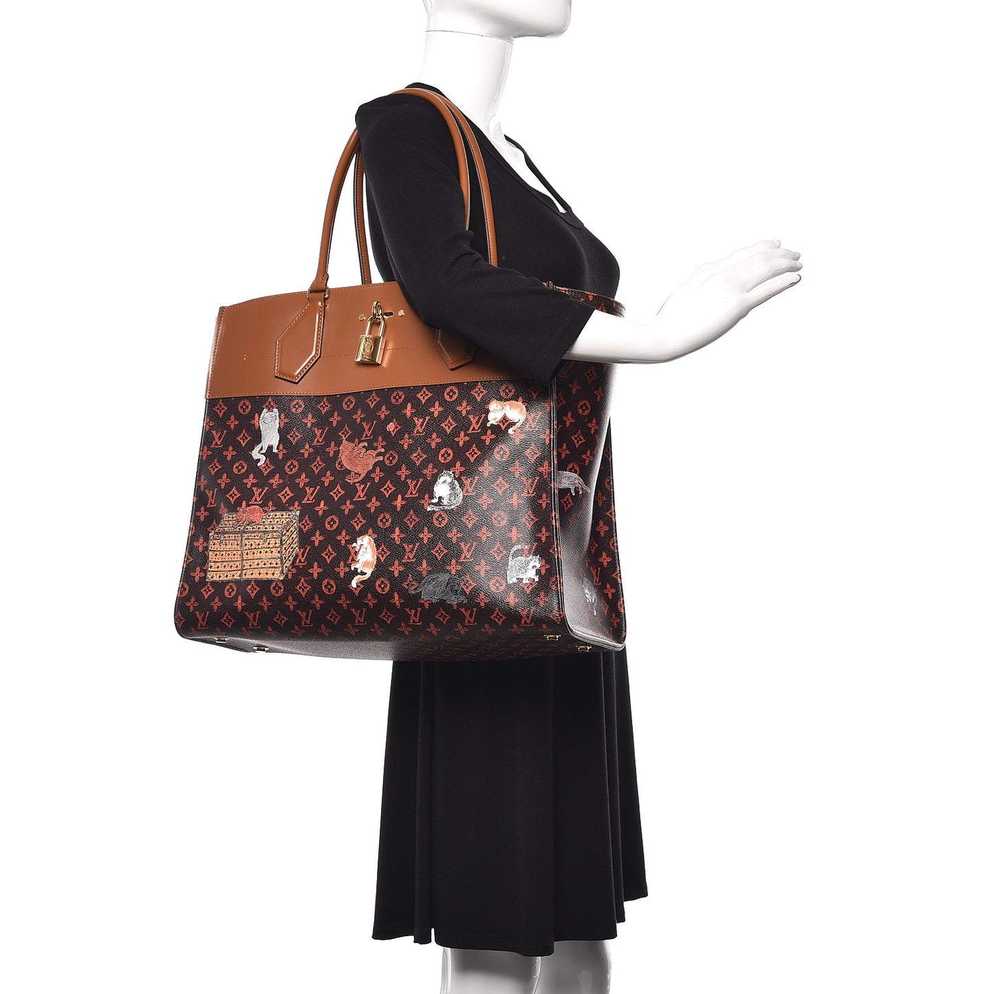 Calfskin Catogram City Steamer Cabas XXL Orange Marron