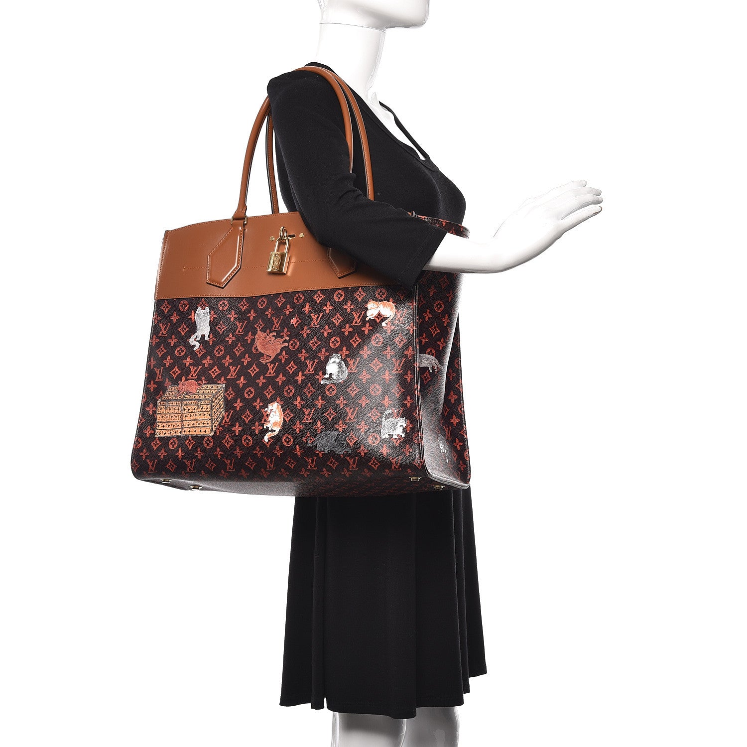 Louis Vuitton Calfskin Catogram City Steamer Cabas XXL Orange Marron 2 of 11