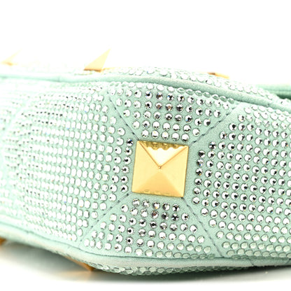 Valentino Garavani Crystal Suede Small Roman Stud Shoulder Bag Green 10 of 13