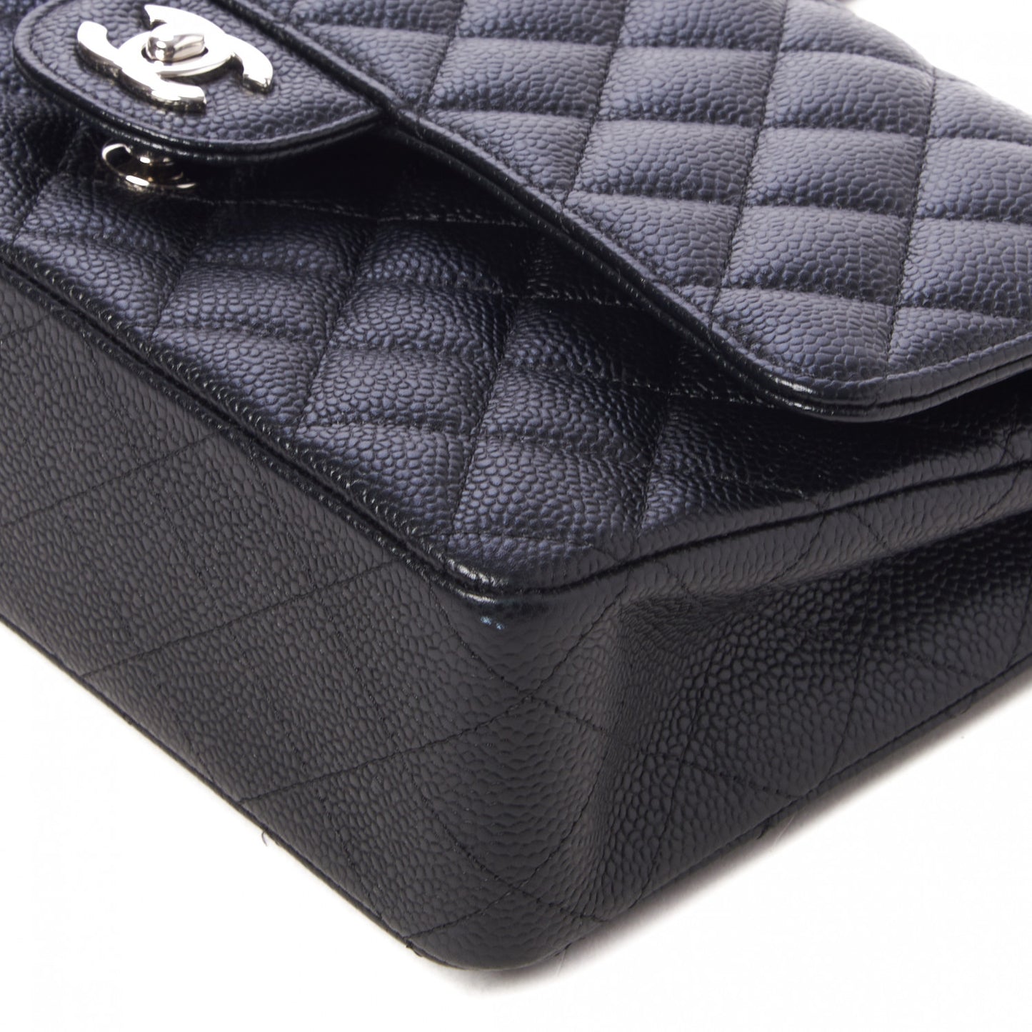 Caviar Quilted Medium Double Flap Black
