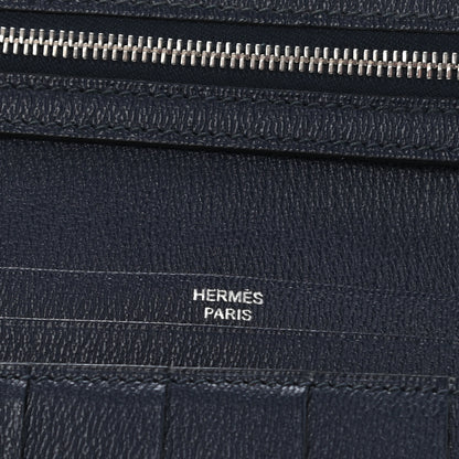 Hermes Shiny Alligator Bearn Wallet Bleu Marine 6 of 10