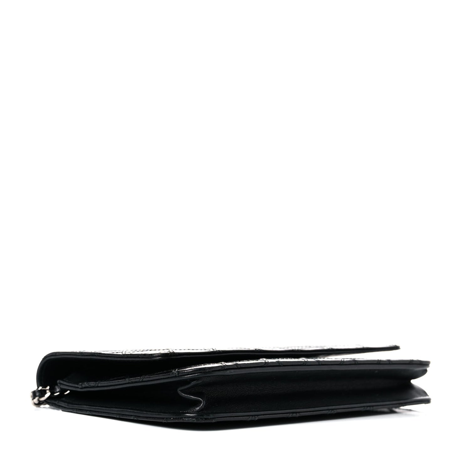 Lambskin Diamond Stitched Wallet On Chain WOC Black