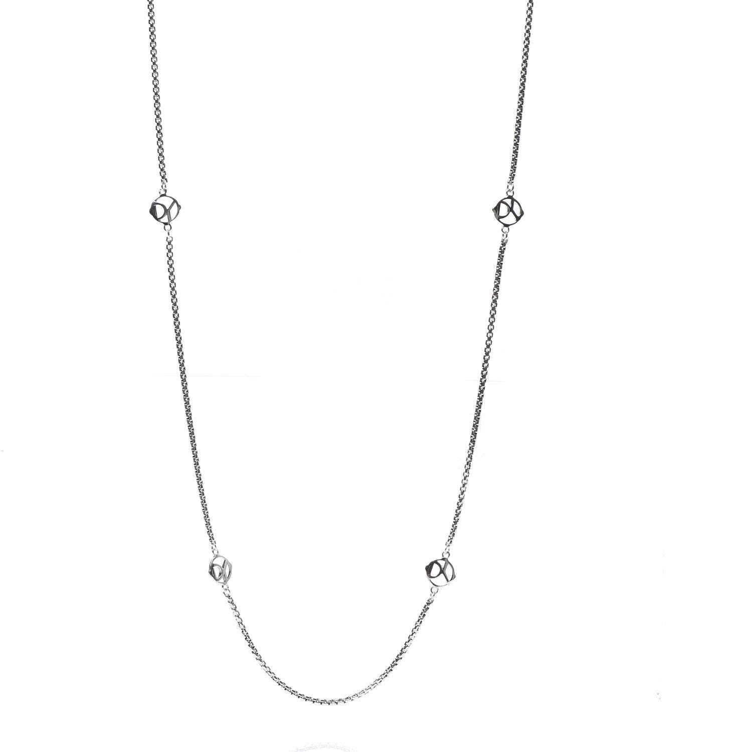 David Yurman Sterling Silver 6 Station Logo Necklace 1 of 5