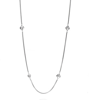 David Yurman Sterling Silver 6 Station Logo Necklace 1 of 5
